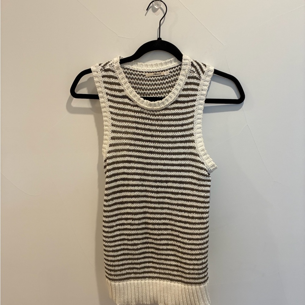 J Brand Black and White Striped Tank Top